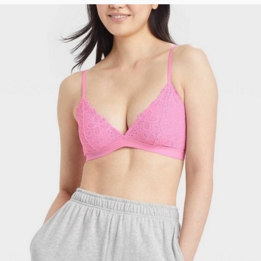 Colsie Pink Lace Triangle Bralette Women's/Girls  (Size Small)